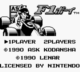 F1 Boy title screen for GameBoy